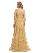 ChicSew Elegant Illusion 3/4 Sleeves A-Line Mother Of The Bride Gown Lace Tulle Overlay