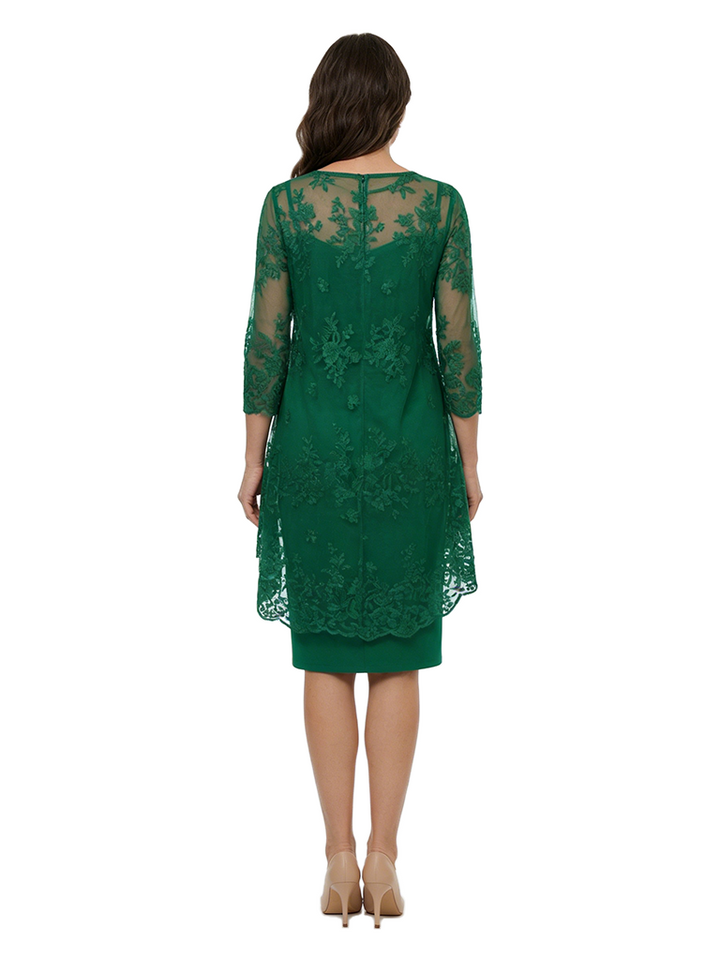 ChicSew Modern Sheath 3/4 Sleeves Chiffon Mother Of The Groom Dress With Lace Applique Knee Length