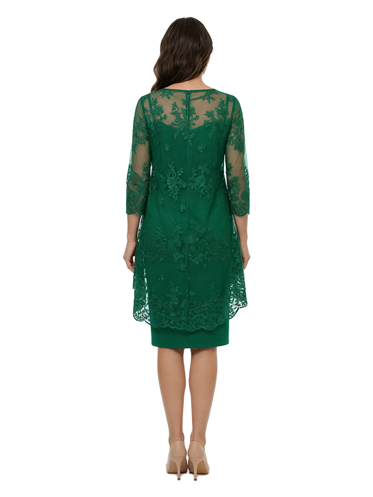 ChicSew Modern Sheath 3/4 Sleeves Chiffon Mother Of The Groom Dress With Lace Applique Knee Length
