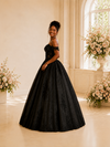 ChicSew Unique Off The Shoulder A-Line Glitter Tulle Maxi Wedding Dress With Lace Applique