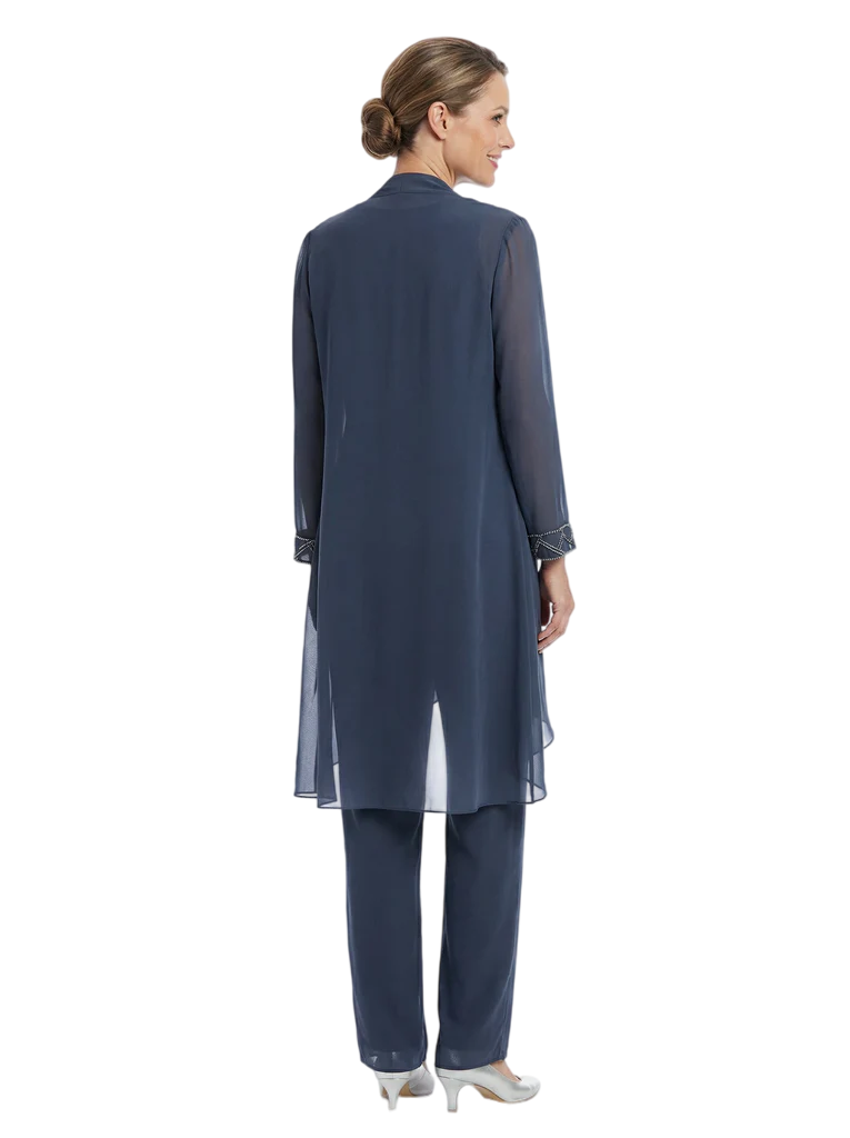 ChicSew Elegant Chiffon Mother Of The Bride Pant Suits Three Piece Classy Outfits With Long Jacket