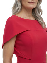 Chicsew Boat Neck Cape Sleeve Sheath Floor Length Stretch Crepe Mother of the Bride Dresses