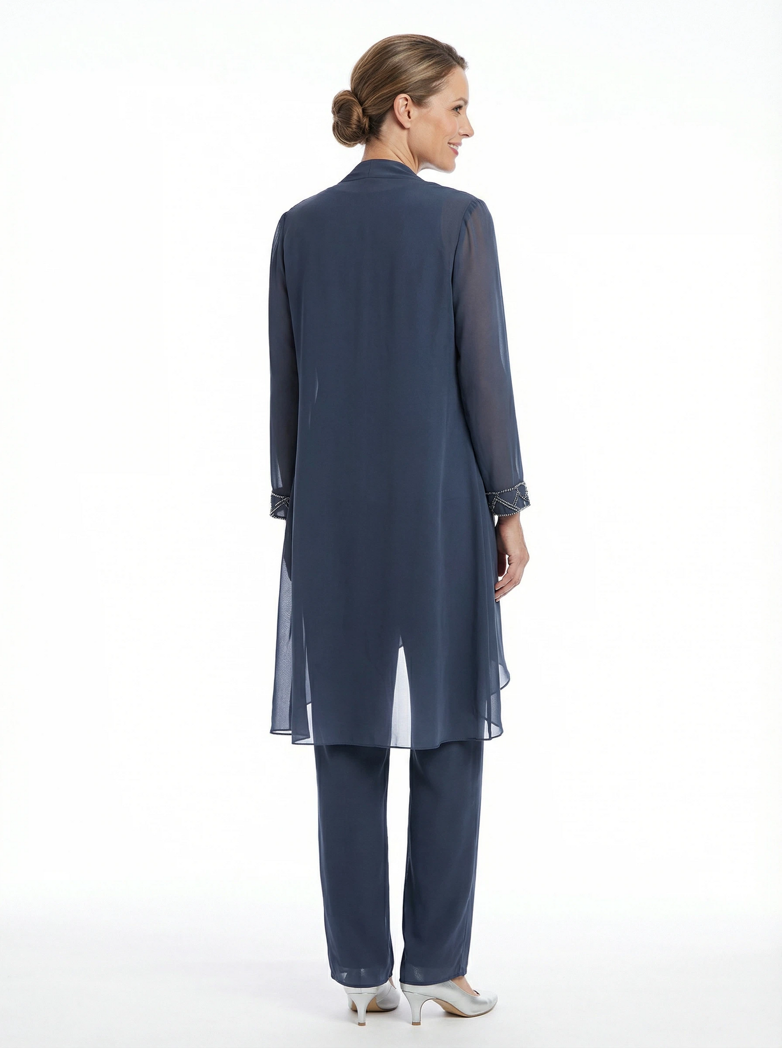 ChicSew Elegant Chiffon Mother Of The Bride Pant Suits Three Piece Classy Outfits With Long Jacket