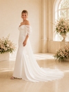 ChicSew Off The Shoulder V-Neck Satin Mermaid Floor-Length Wedding Dress With Train