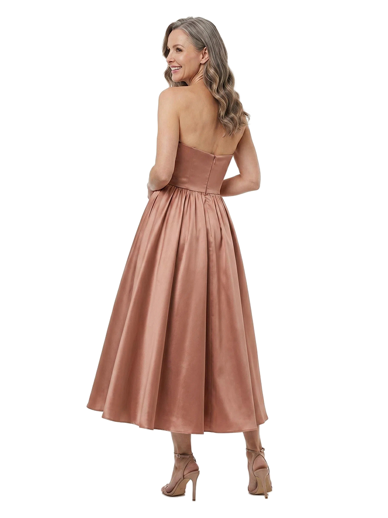 ChicSew Pretty Sweetheart Mother Of The Bride Dresses Tea-Length Satin A-Line Party Gown