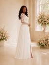 ChicSew Elegant V-Neck Side Slit Lace Appliques Chiffon Maxi A-Line Wedding Dress