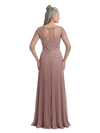 ChicSew Trendy Illusion Lace Bodice Pleated Chiffon Mother Of The Groom Dresses With 3/4 Sleeves