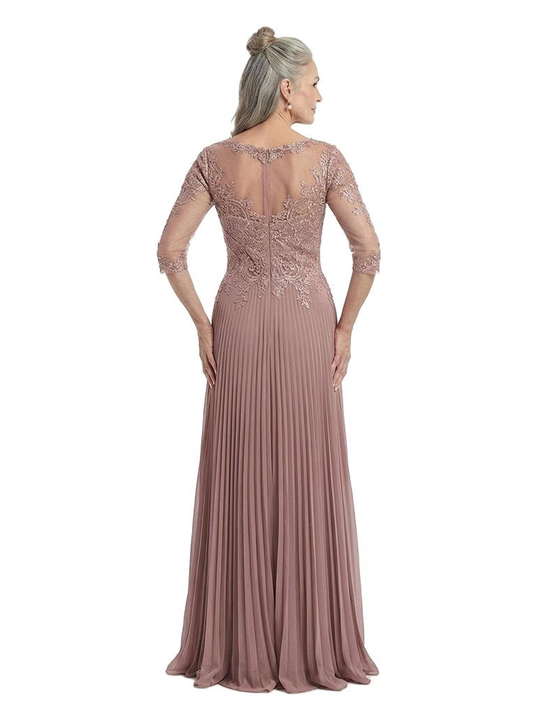 ChicSew Trendy Illusion Lace Bodice Pleated Chiffon Mother Of The Groom Dresses With 3/4 Sleeves