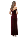 Chicsew Asymmetric Off Shoulder Ruched Side Slit Velvet Floor-Length Mother Of The Groom Dress