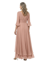 ChicSew Pretty 3/4 Sleeves V-Neck Chiffon Side Slit A-Line Mother Of The Bride Dresses