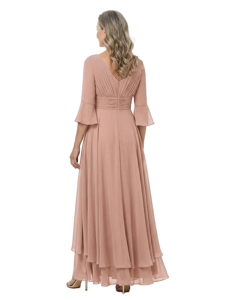 ChicSew Pretty 3/4 Sleeves V-Neck Chiffon Side Slit A-Line Mother Of The Bride Dresses