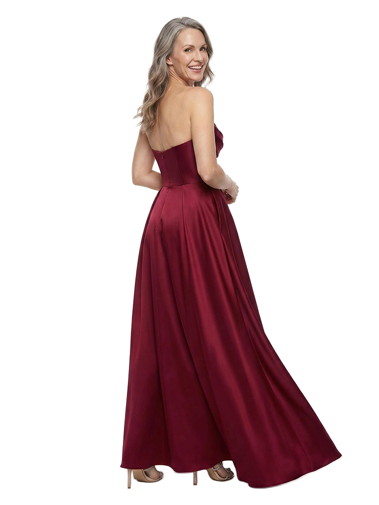ChicSew Sweetheart Ruched Soft Satin Floor-Length A-Line Mother of the Bride Dress