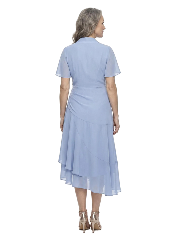 ChicSew Classy Flutter Sleeve V-Neck Chiffon Midi Mother Of The Groom Dress With Ruffle