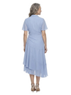 ChicSew Classy Flutter Sleeve V-Neck Chiffon Midi Mother Of The Groom Dress With Ruffle