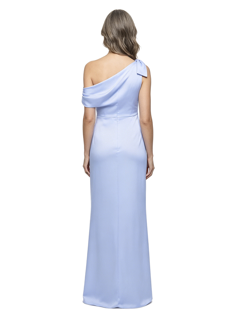 ChicSew Asymmetric Bow Detail Satin Floor Length Wrap Mother of the Bride Dress
