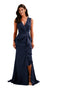 Elegant V-Neck Side Slit Chiffon Ruffles Mermaid Floor-Length Mother of the Bride Dresses