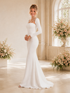 ChicSew Unique Elegant Square Neck Crepe Long Sleeves Mermaid Floor-Length Wedding Dress