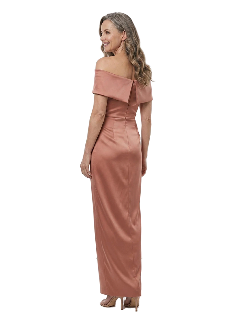 ChicSew Formal Off The Shoulder Satin Sheath Mother Of The Bride Gowns Timeless Foldover