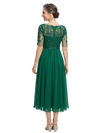 ChicSew Jewel Half Sleeve Lace Ruched Tea Length Chiffon Mother Of The Bride Dresses
