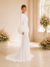 ChicSew Elegant Sabrina Long Sleeves Mermaid Crepe Floor-Length Wedding Dress