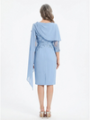 ChicSew Jewel 3/4 Sleeves Sheath Chiffon Knee-Length Lace Mother Of The Bride Dress
