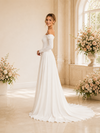 ChicSew Elegant Off The Shoulder Long Sleeves Crepe Chiffon A-Line Maxi Wedding Dress