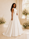 ChicSew Elegant Simple Bateau Sleeveless A-Line Satin Maxi Long Wedding Dress