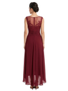 ChicSew Illusion Lace Ruched Waist High Low Chiffon Fancy Mother of the Bride Dresses