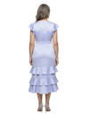 ChicSew Beautiful Ruffle Sleeve Tiered Satin Sheath Mother Of The Groom Dress With Ruched Detail