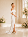 ChicSew Unique Mermaid Off The Shoulder Satin Long Wedding Dresses With Side Slit