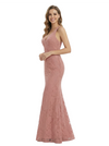 Elegant V-Neck Ruching Floral Burnout Chiffon Mermaid Formal Evening Dresses