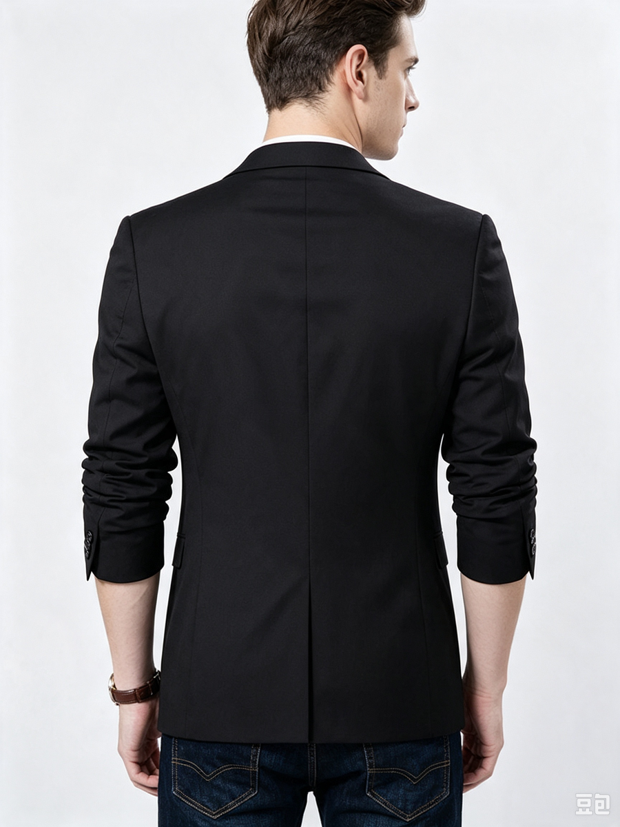 Classic 1 Piece Black Men's Suit with Regular Fit and Sophisticated Peak Lapel