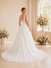 ChicSew Elegant Spaghetti Straps V-Neck A-Line Tulle Long Wedding Dresses With Lace Appliques