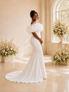ChicSew Fancy Off The Shoulder Crepe Mermaid Floor-Length Wedding Dress With Floral Applique