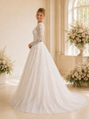 ChicSew Long Sleeves V-Neck A-Line Lace Tulle Floor Length Wedding Dresses