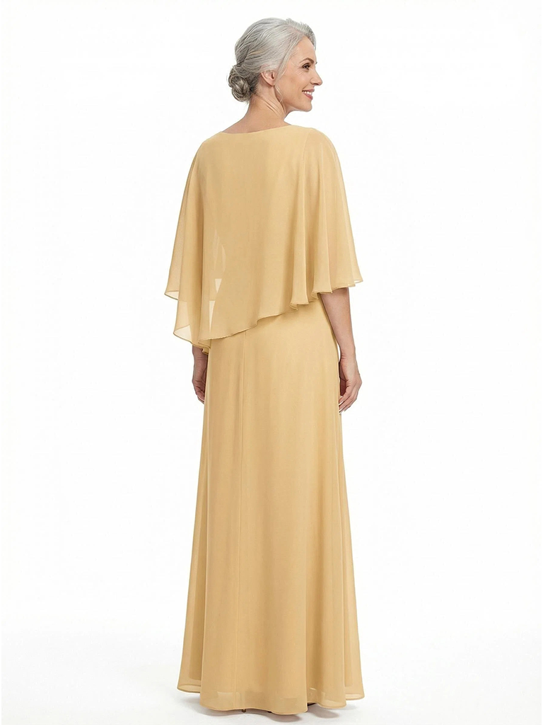 ChicSew Modern Ruffle Bodice A-Line Chiffon Mother Of The Bride Gowns With Half Sleeves