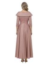 ChicSew Unique Portrait Neckline A-Line Soft Satin Mother Of The Groom Dresses With Applique
