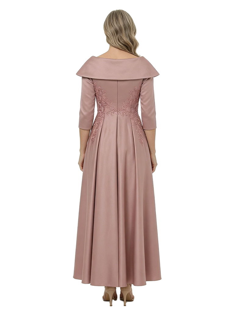ChicSew Unique Portrait Neckline A-Line Soft Satin Mother Of The Groom Dresses With Applique