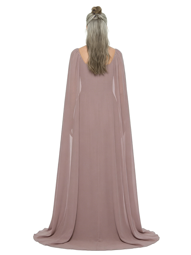 ChicSew Square Cape Sleeve Floor Length Chiffon Modern Mom Of The Groom Dresses