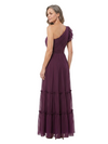 ChicSew One Shoulder Ruffle Chiffon Tiered A-Line Long Mother of the Bride Dress
