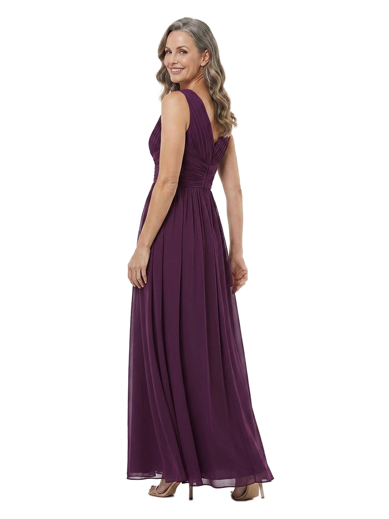 ChicSew V-Neck Ruched Chiffon A-Line Ankle-Length Mother Of The Bride Dresses