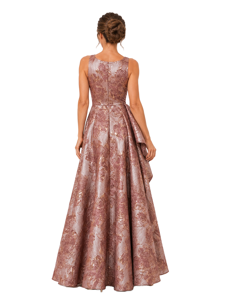 Chicsew Elegant Floral V-Neck Ruched Floor-Length A-Line Mother of The Bride Dress