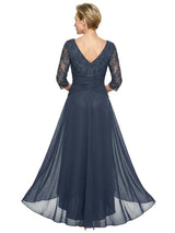 Beautiful Lace V-Neck High-Low Mother Of The Bride Dress With Sleeves