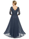 Beautiful Lace V-Neck High-Low Mother Of The Bride Dress With Sleeves