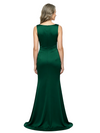 ChicSew Scoop Sleeveless Satin Ruched Waist Floor Length Mermaid Mother of the Bride Dress With Train