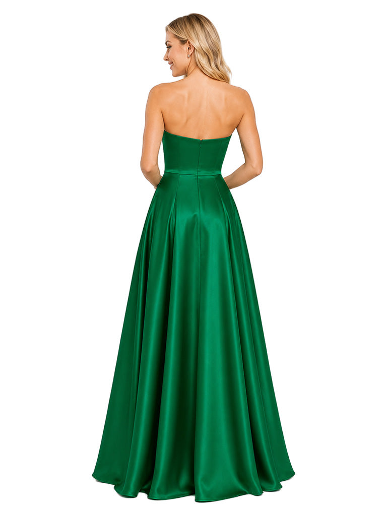 ChicSew Simple Sweetheart A-Line Floor-Length Satin Bridesmaid Dresses