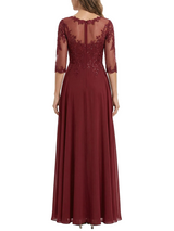 ChicSew Modern Illusion A-Line Mother Of The Groom Gowns Lace Applique Chiffon Floor Length