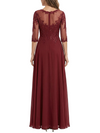 ChicSew Modern Illusion A-Line Mother Of The Groom Gowns Lace Applique Chiffon Floor Length