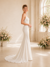 ChicSew Fancy V-Neck Spaghetti Straps Satin Mermaid Floor-Length Wedding Dress