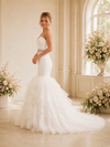 ChicSew Modern Sweetheart Mermaid Chiffon Floor-Length Pleated Ruffled Wedding Dress With Beading